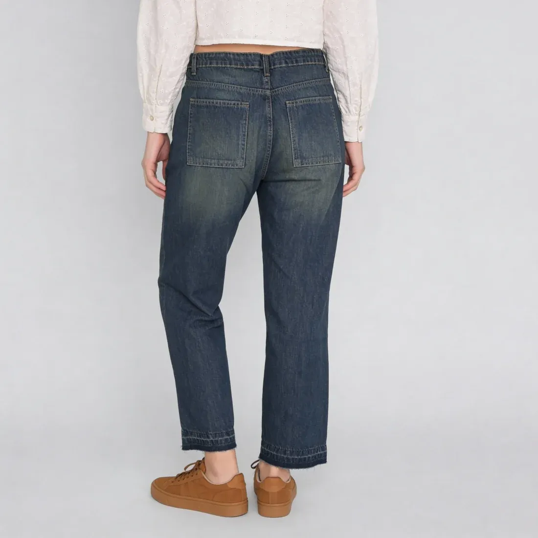 Cotton Full Length Straight Fit High Rise Jeans thumbnail 3