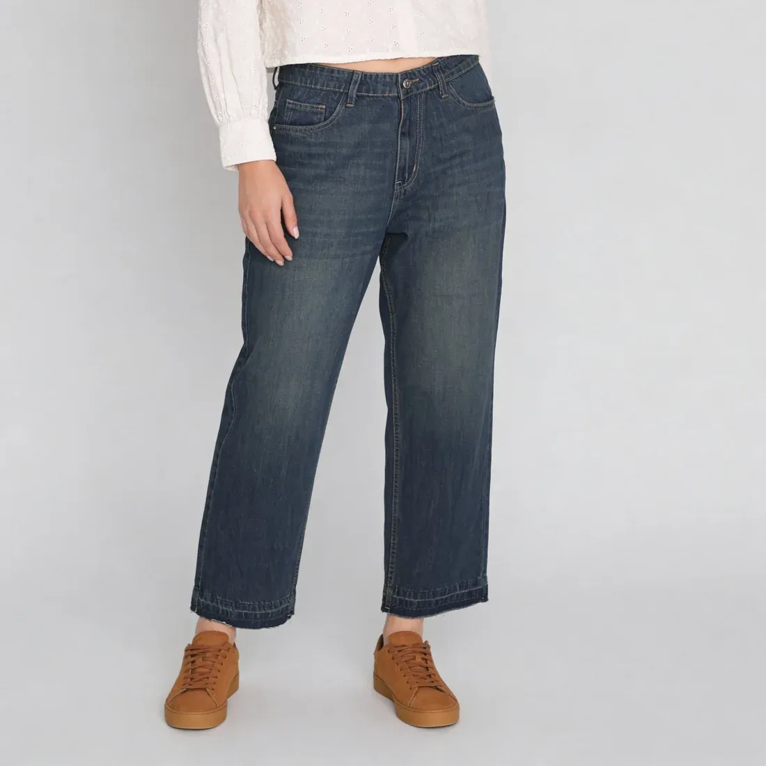 Cotton Full Length Straight Fit High Rise Jeans thumbnail 2