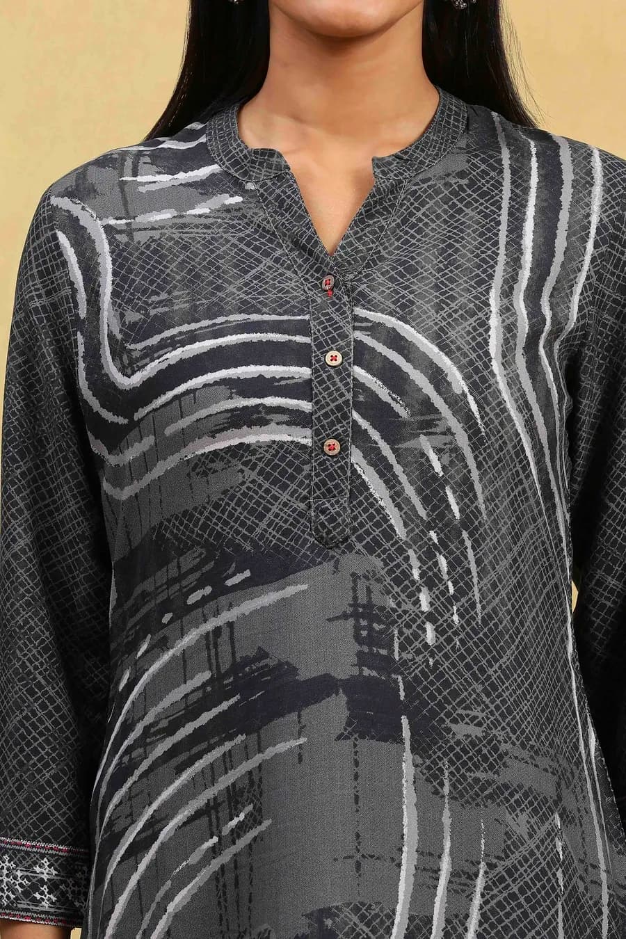 Grey Viscose Rayon Printed Straight Kurta thumbnail 2
