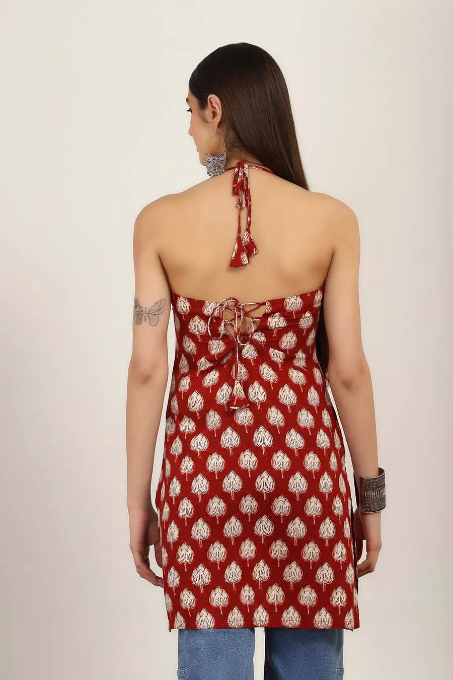 Red Rayon Straight Kurtas thumbnail 5