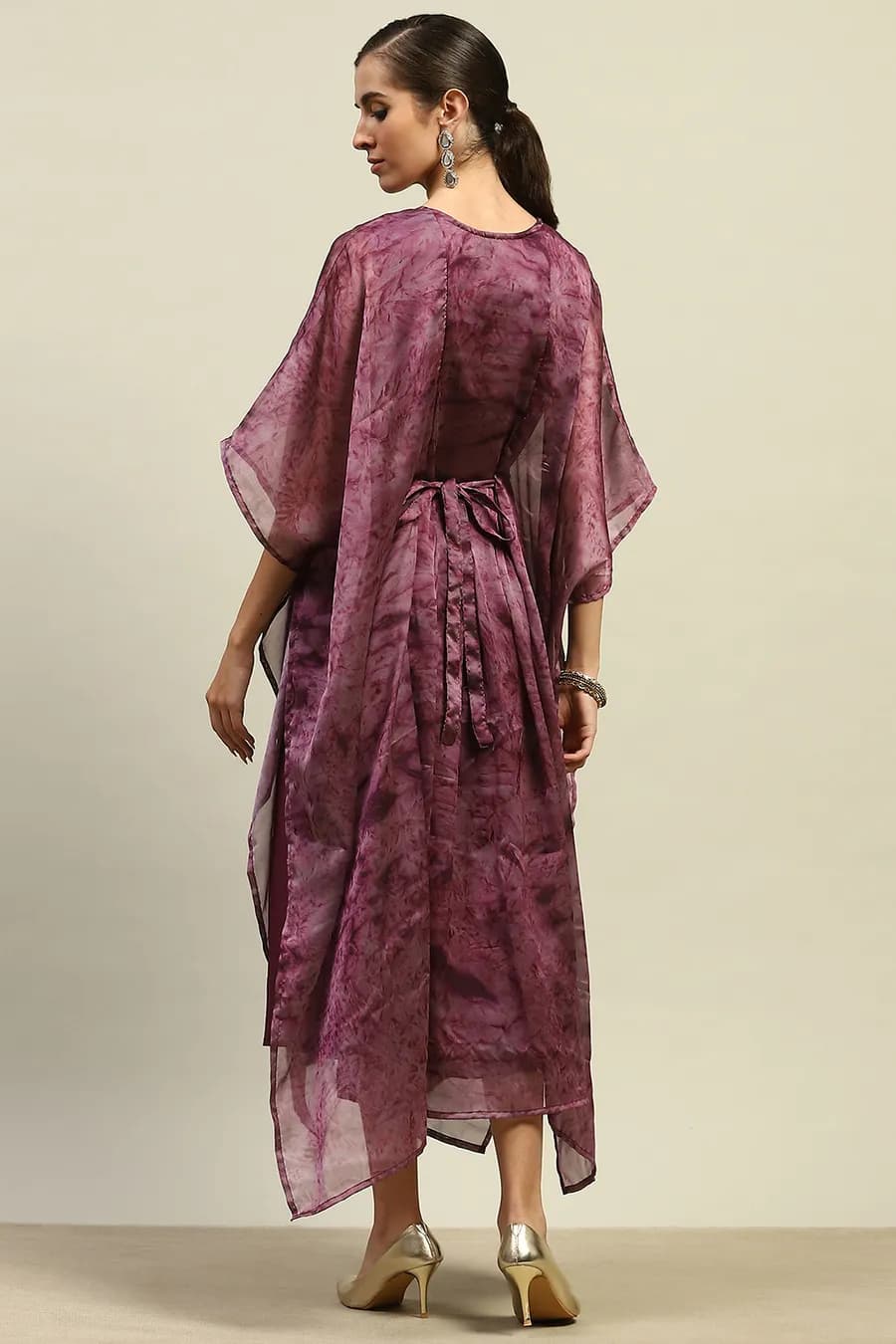 Purple Poly Georgette Printed Kaftan thumbnail 2