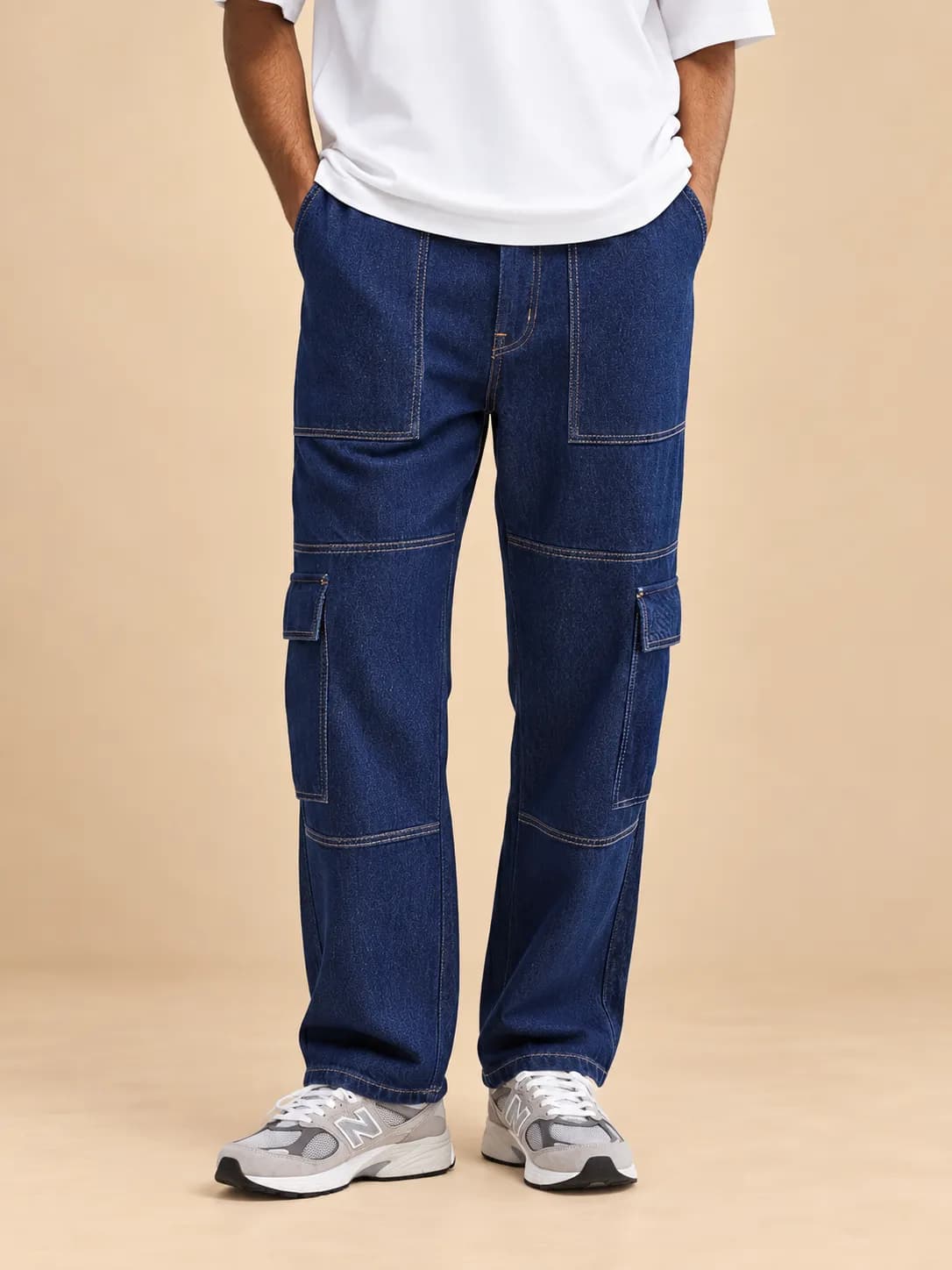 Men's blue Regular cargo jeans