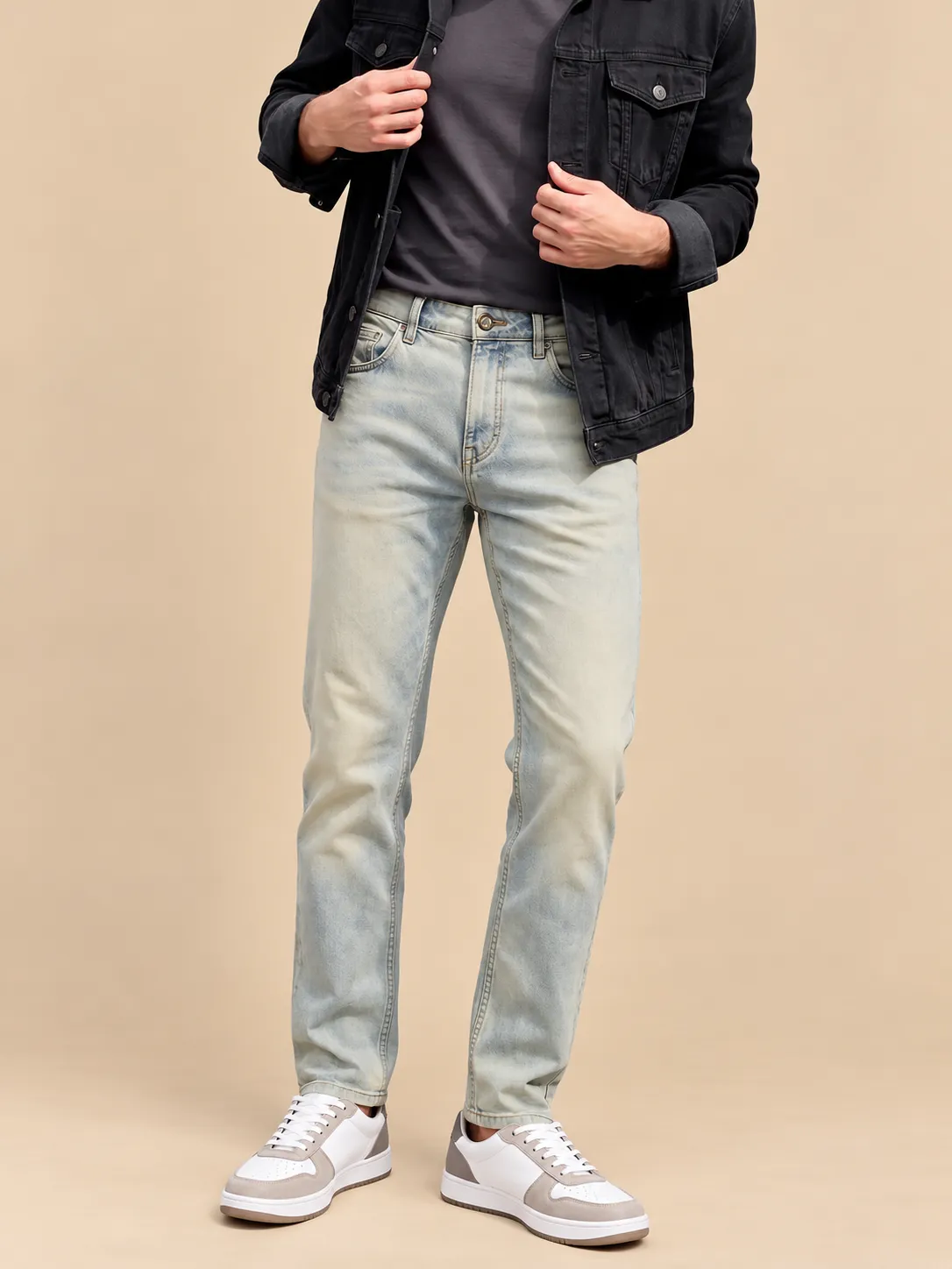 Men's blue slin casual jeans