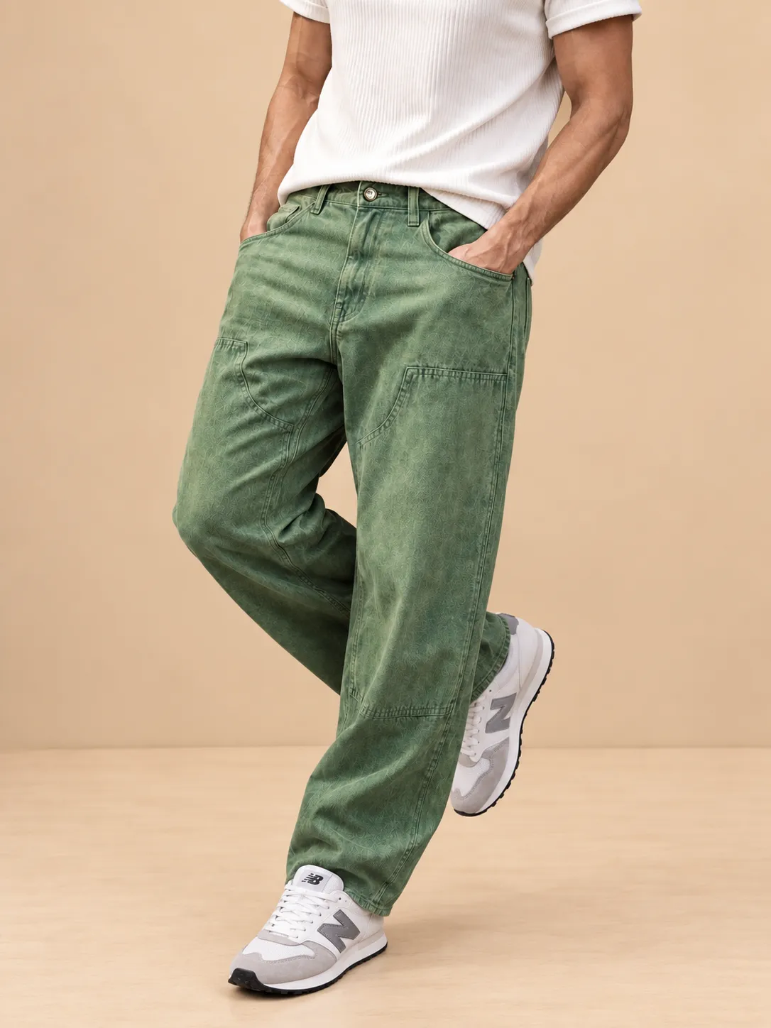 Men's Green Relaxed casual jeans