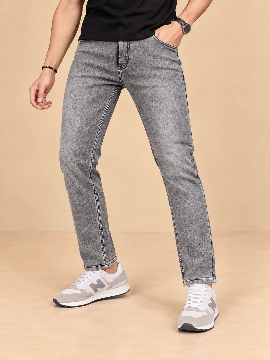 Men grey casual jeans