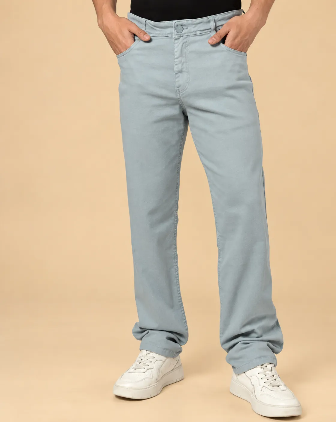 Light mid rise straight fit jeans
