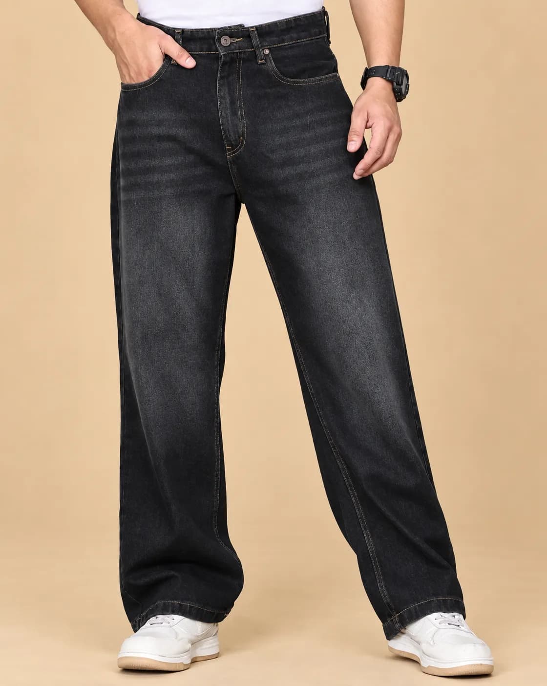 Blach mid wash fly jeans
