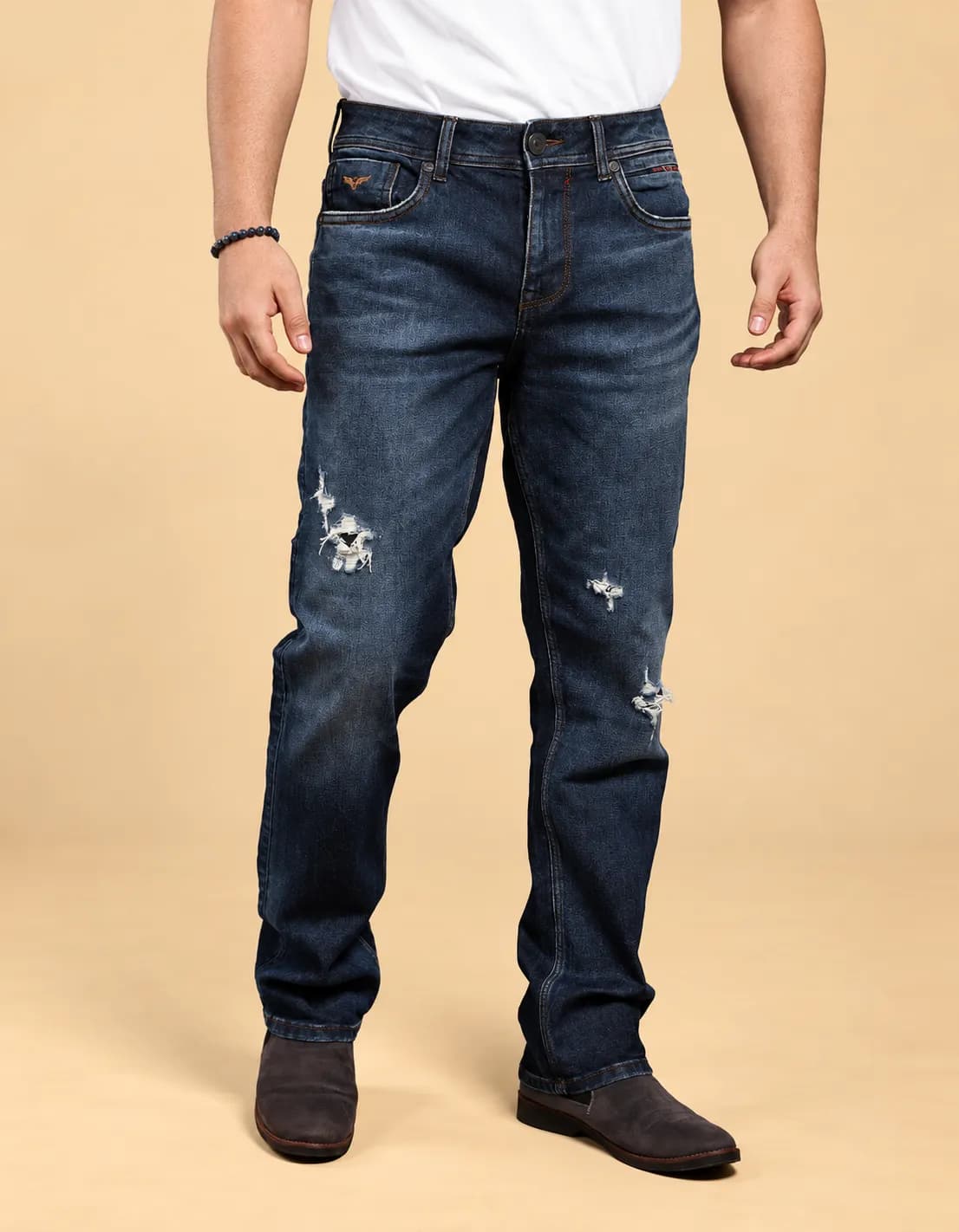 Dark blue midrise jeans