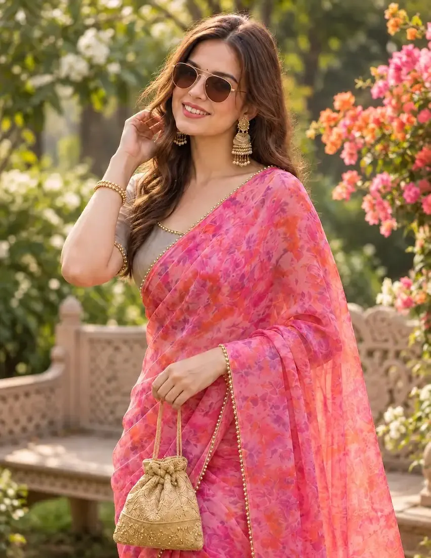 Womens Pure Georgette Designer Saree