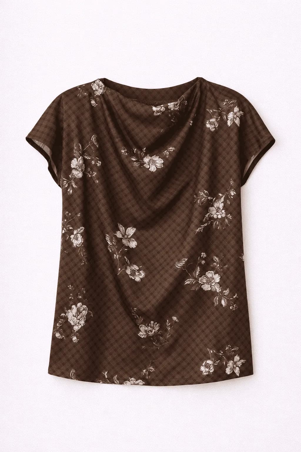 Women’s Brown Floral Printed Casual Top