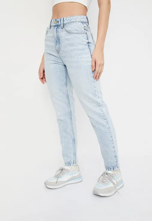 Women Washed Mom Fit Jean