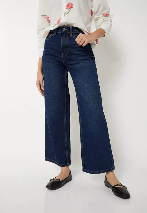 Women Washed Wide Leg Jeans