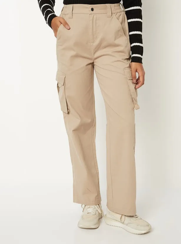 Women Solid Cargo Jeans