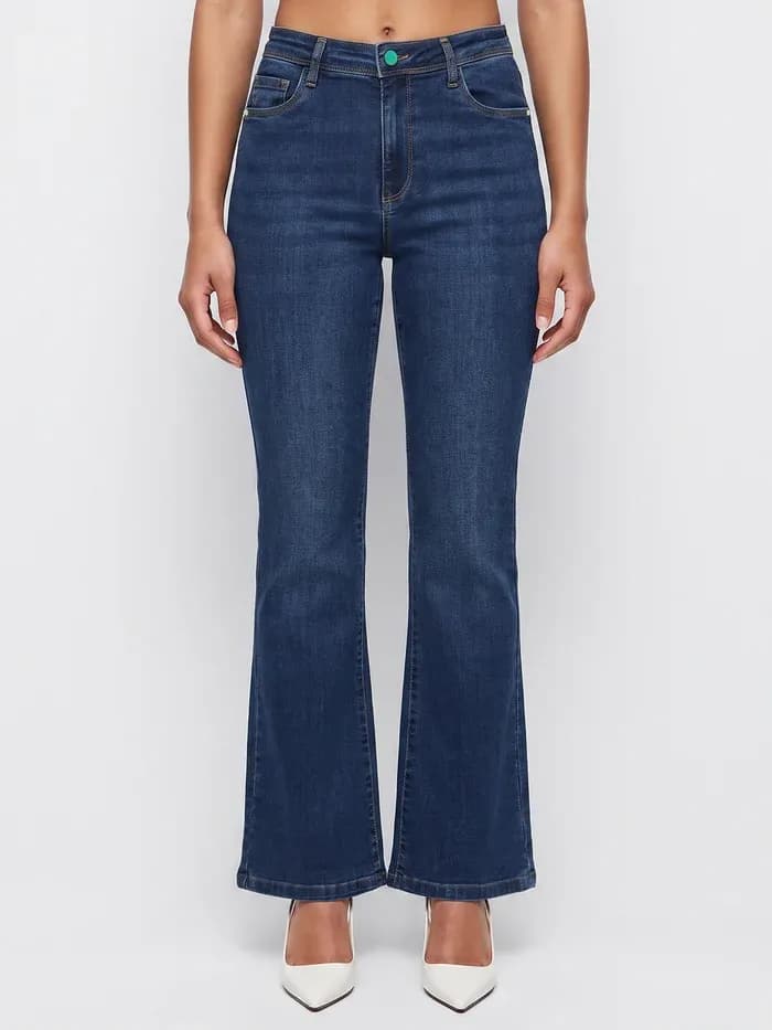 Dark Blue High-Rise Flare Jeans