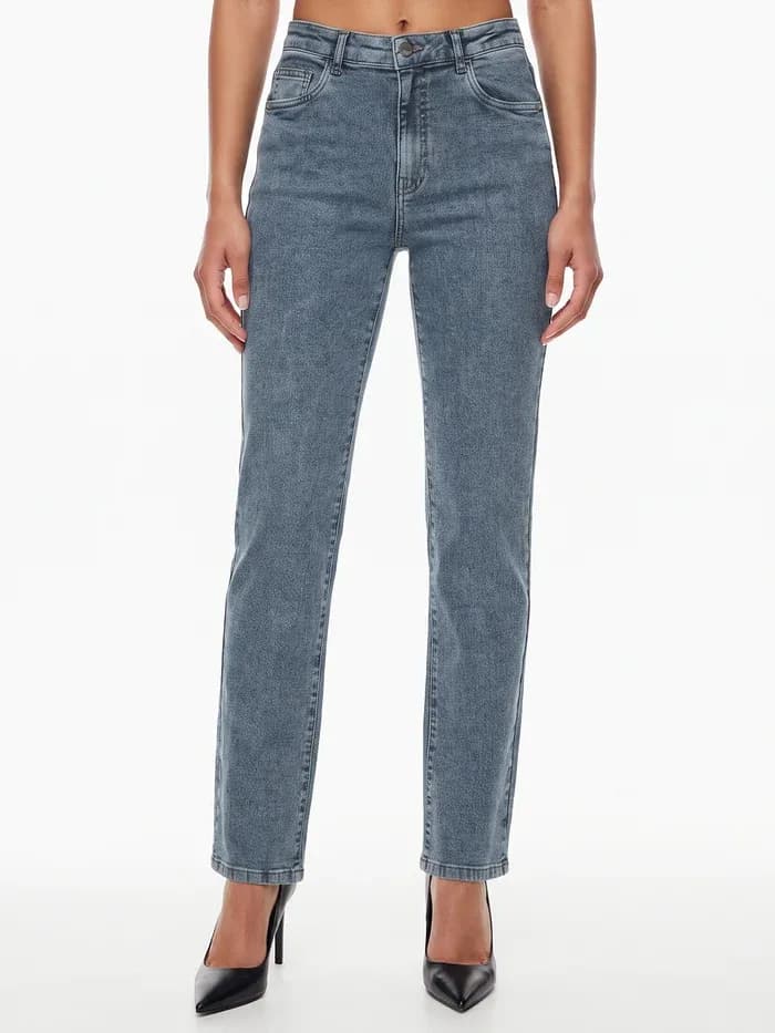 Blue High-Rise Slim Straight Fit Jeans