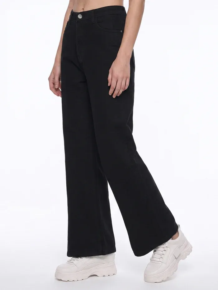 Black High-Rise Super Wide Leg Jeans