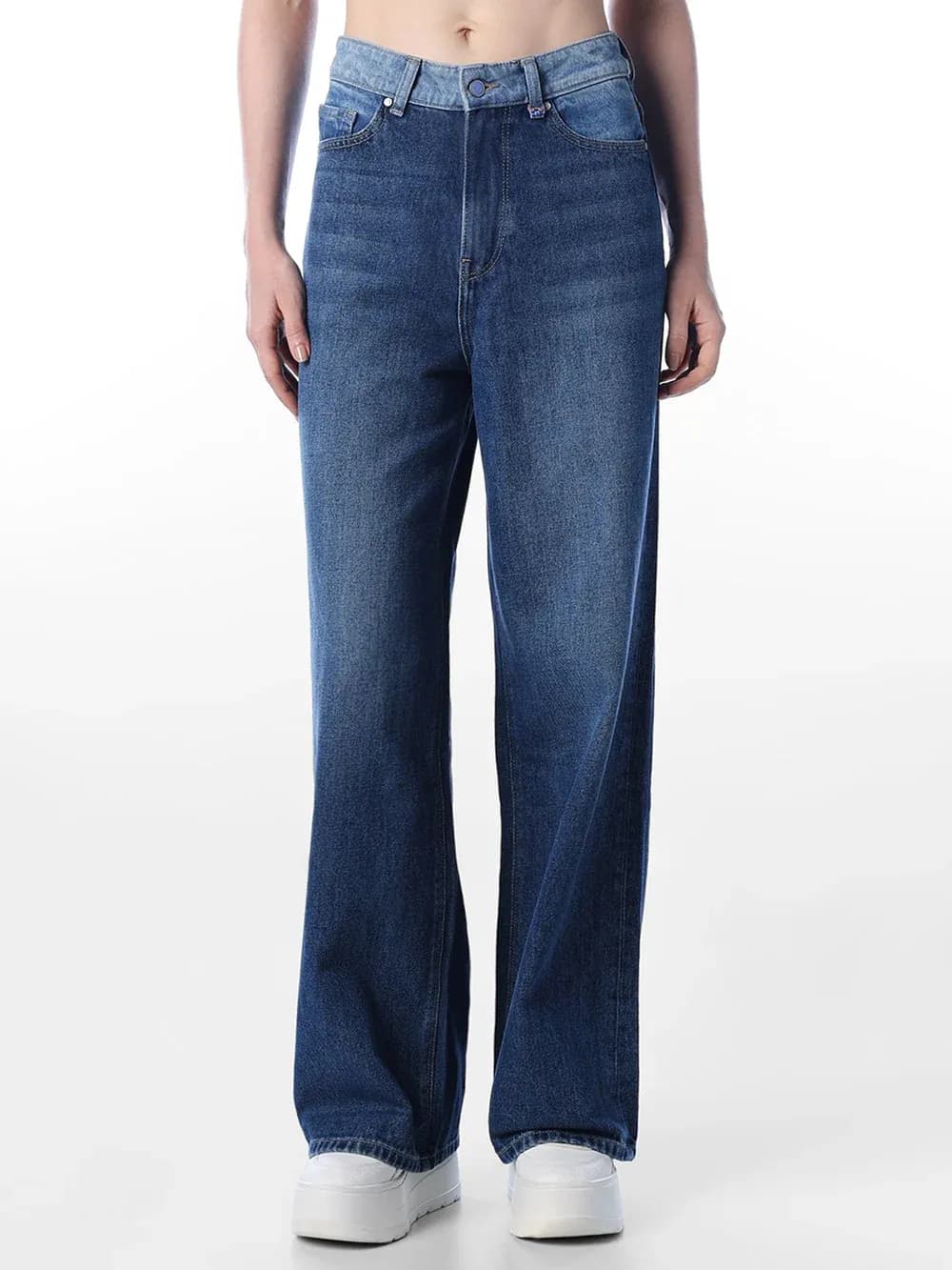 Dark Blue High Rise Wide Leg Jeans