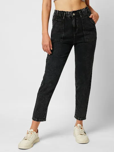 Carbon Black High-Rise Baggy Fit Jeans