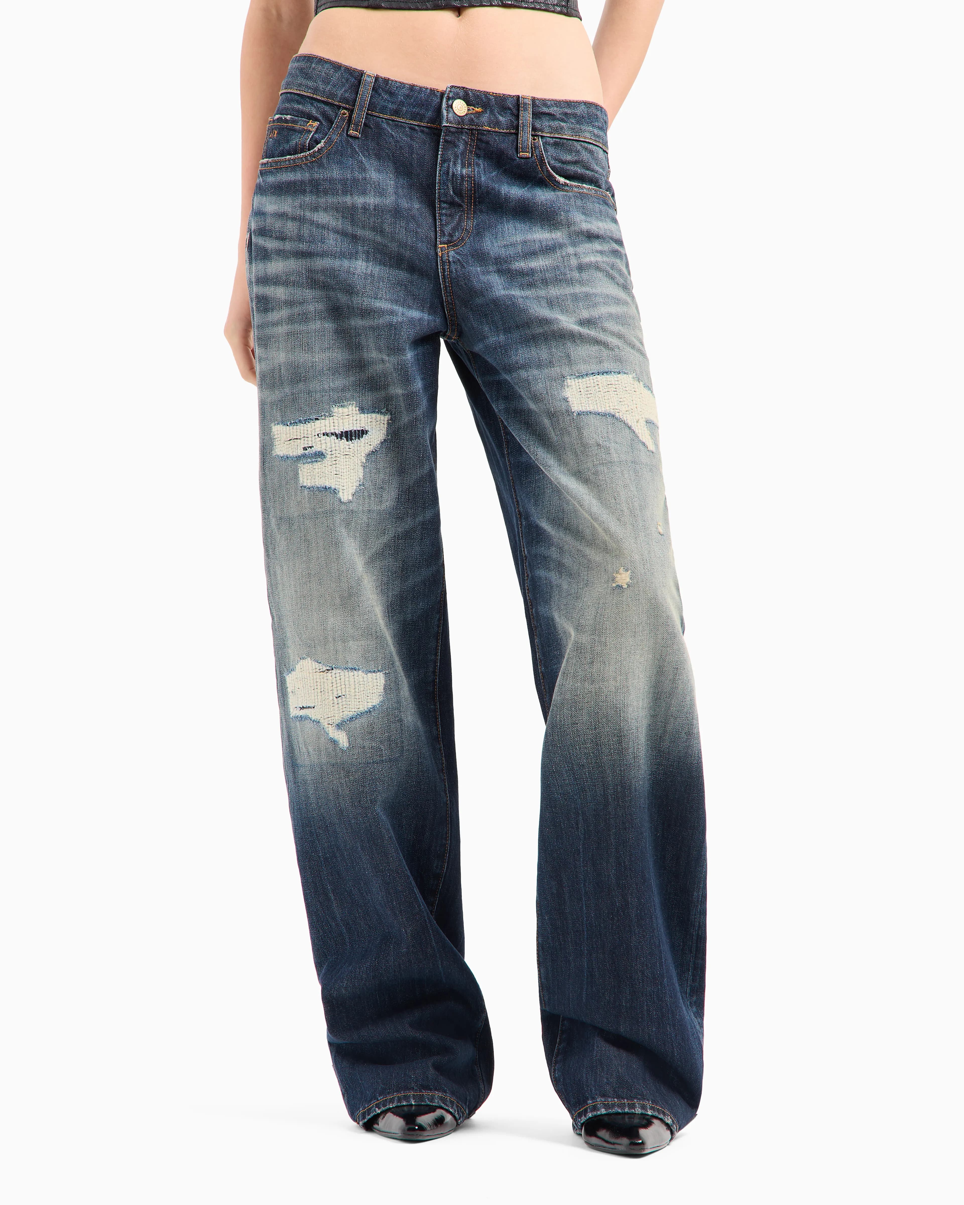 Relaxed Fit Dark to Medium Blue Wash Jeans