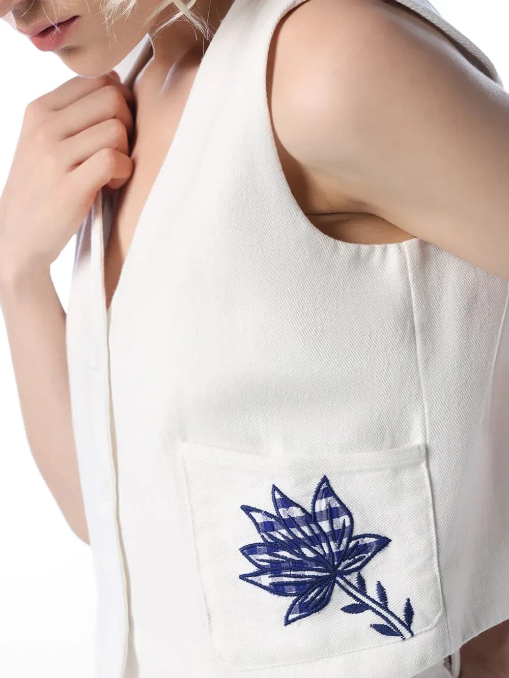 White Embroidered Cotton Top
