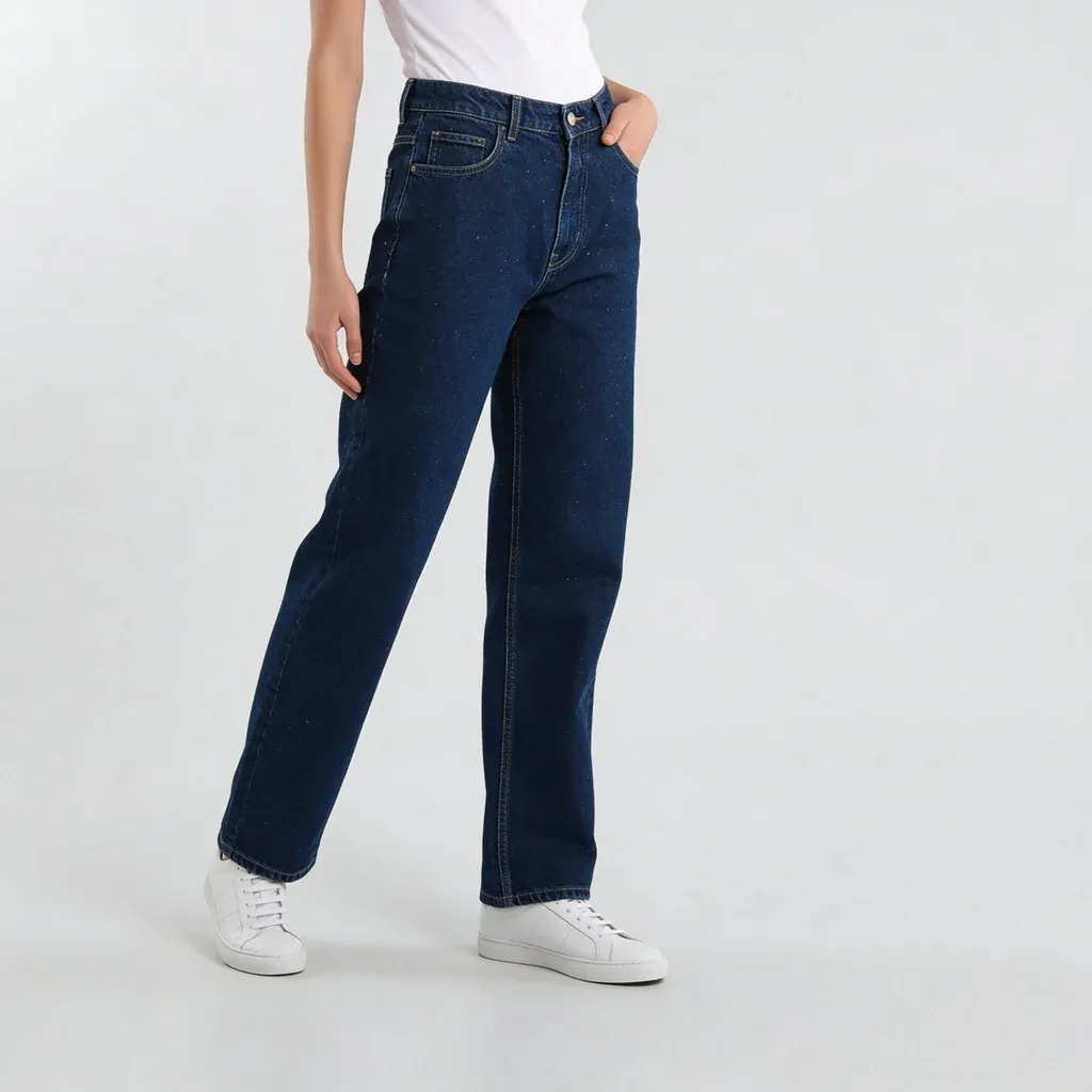 Straight Fit Mirror Look High Rise Jeans