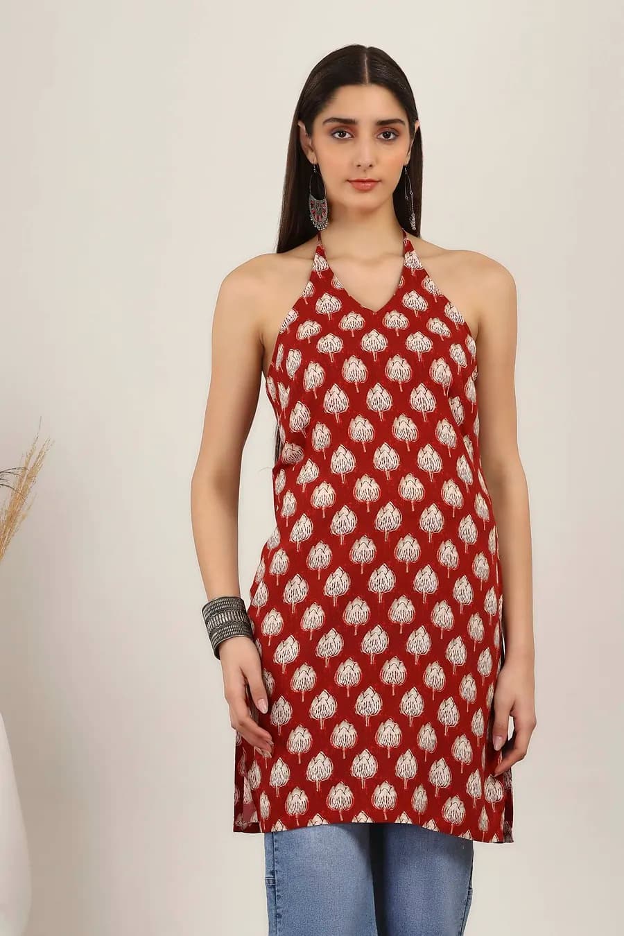 Red Rayon Straight Kurtas